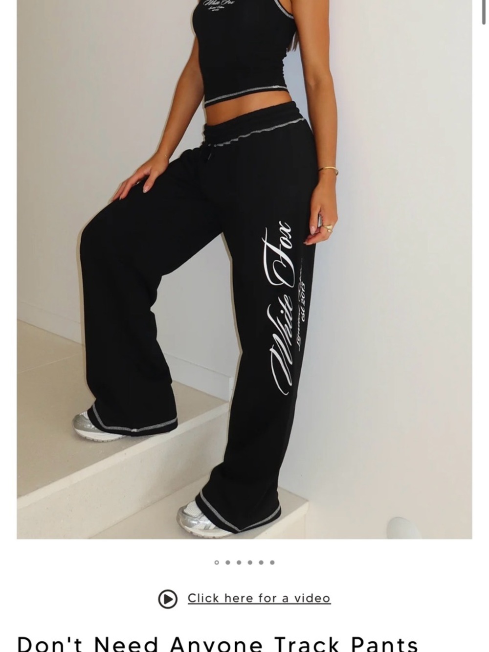 White Fox Boutique Black Sweatpants with White Script